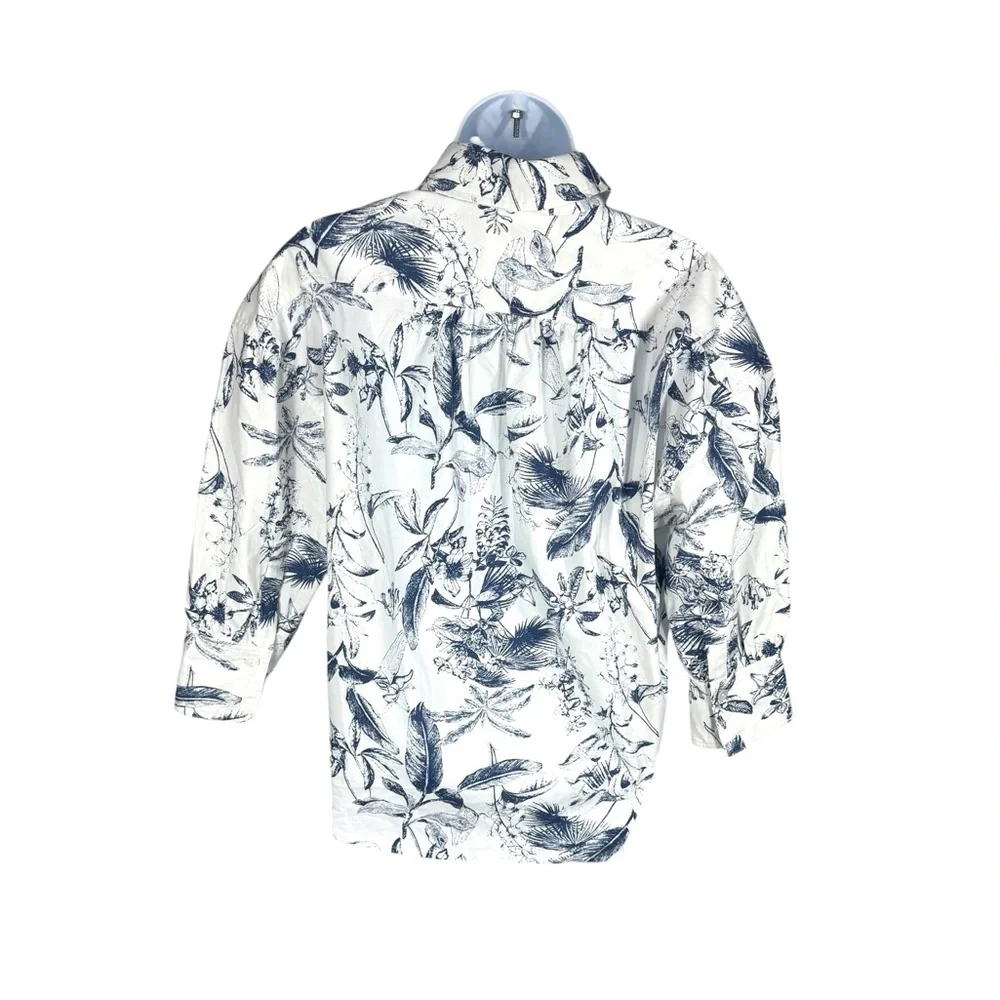 Hyacinth House Beau Boyfriend Shirt XXS NWT Navy Floral Bracelet Sleeve - Picture 8 of 11